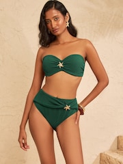 Forest Green Starfish Trim - Love & Roses Bauchformende Bikinihose mit hohem Bund - Bild 1 von 4