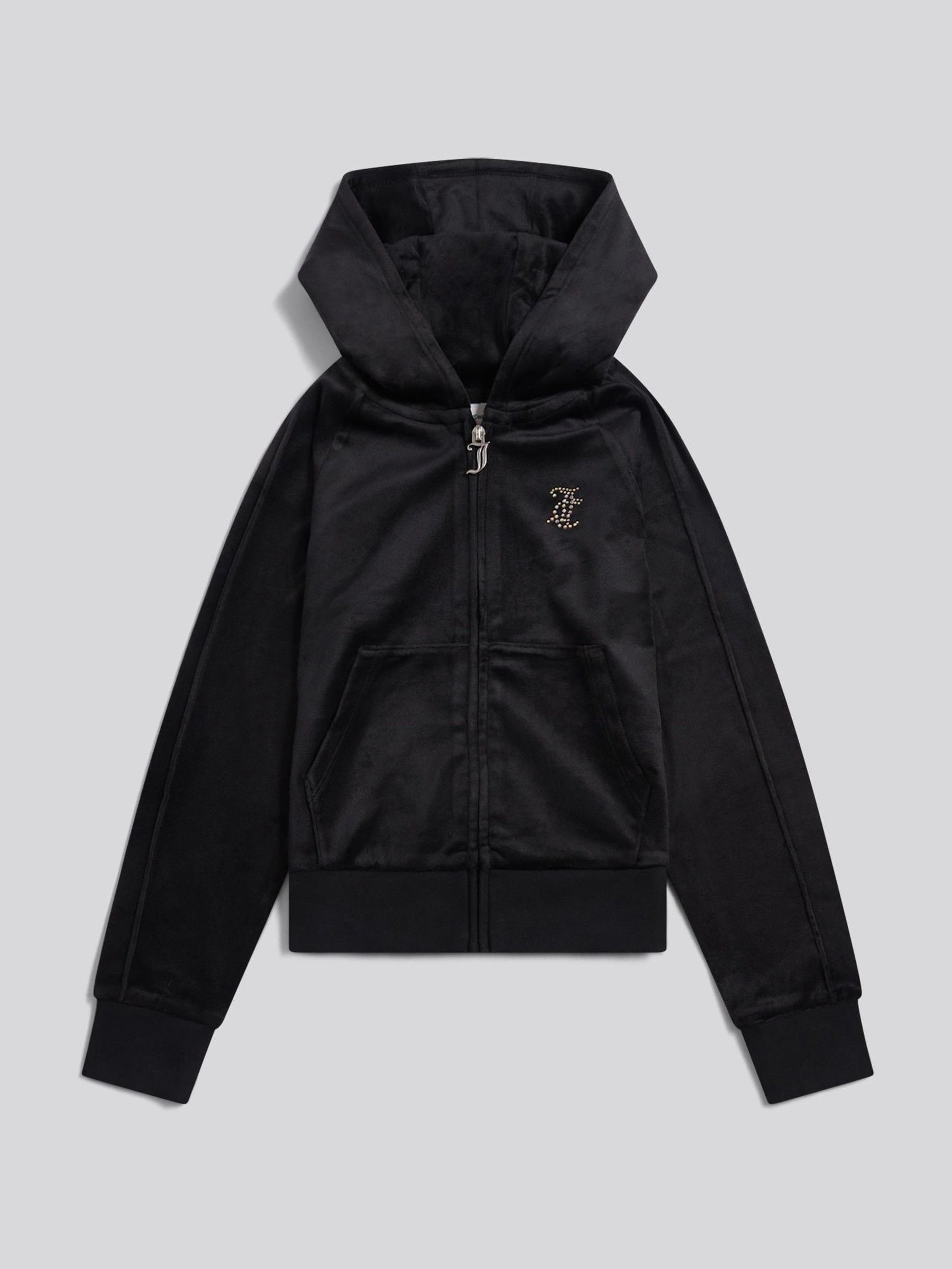 juicy Buy Juicy Couture Black Velour Pintuck Diamante Zip-Through Hoodie