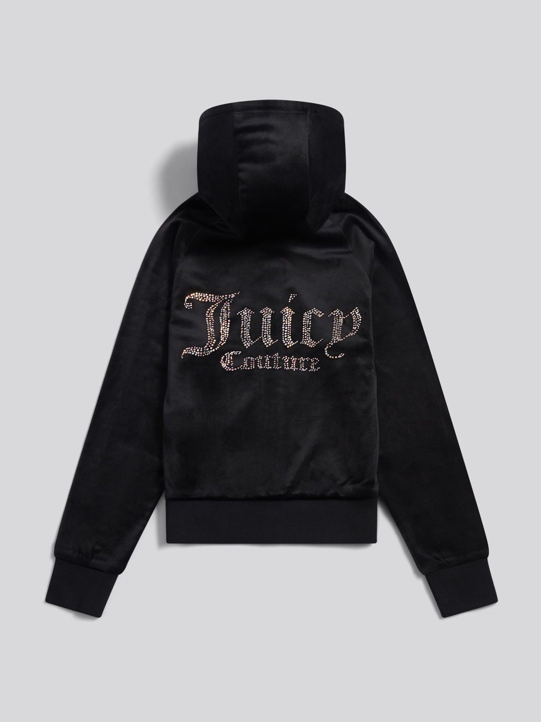 juicy Buy Juicy Couture Black Velour Pintuck Diamante Zip-Through Hoodie