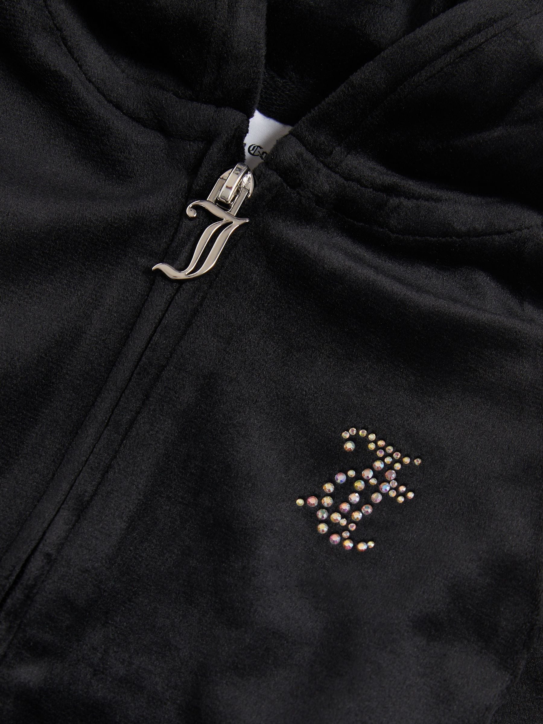 Buy Juicy Couture Black Velour Pintuck Diamante Zip-Through Hoodie