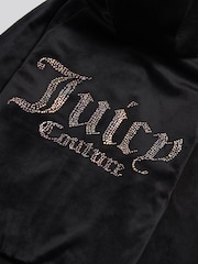 Juicy Couture Black Velour Pintuck Diamante Zip-Through Hoodie - Image 4 of 4