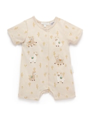 Purebaby Natural Llama Fiesta Buttonup Romper - Image 1 of 4