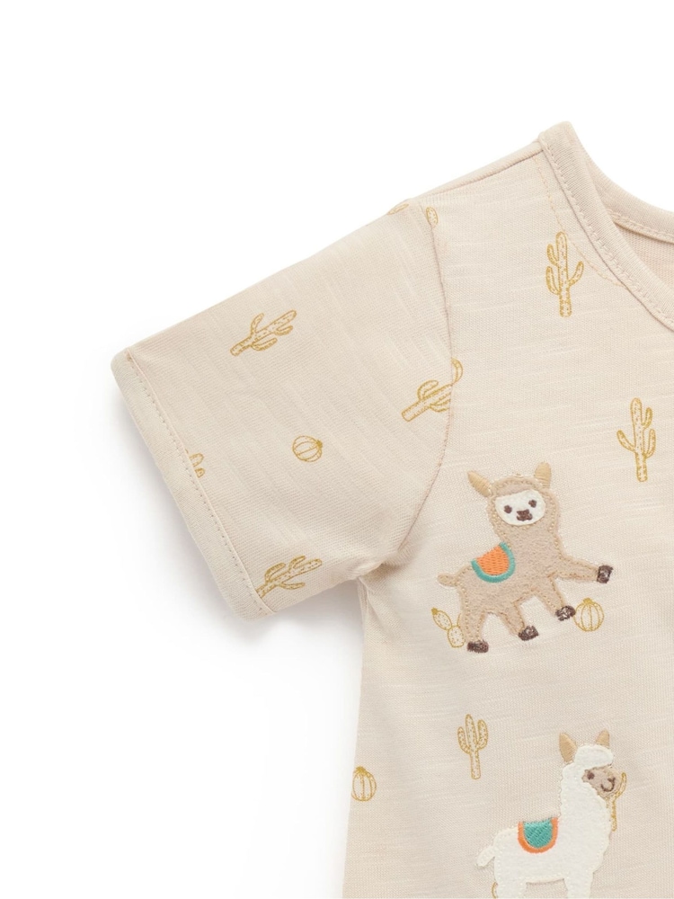 Purebaby Natural Llama Fiesta Buttonup Romper - Image 4 of 4
