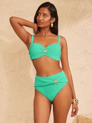 Aqua Blue Starfish Trim - Love & Roses Bauchformende Bikinihose mit hohem Bund - Bild 2 von 4