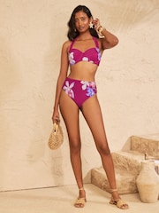 Pink Iris Flower - Love & Roses – figurformende Bikinihose mit hoher Taille - Bild 2 von 4