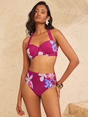 Pink Iris Flower - Love & Roses – figurformende Bikinihose mit hoher Taille - Bild 3 von 4