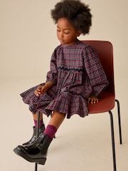 Red Check Tiered Dress (3-16yrs) - Image 4 of 8