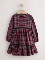 Red Check Tiered Dress (3-16yrs) - Image 5 of 8