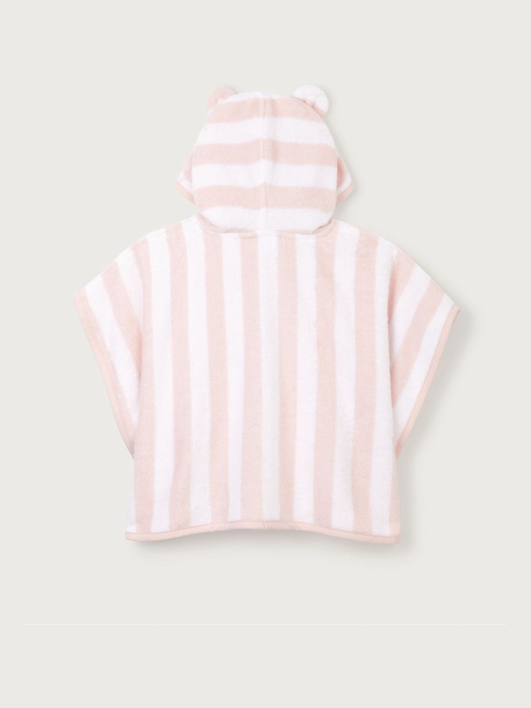 The White Company White Cotton Pink Stripe Towelling Hoodie - Image 2 of 2 The White Company White Cotton Pink Stripe Towelling Hoodie - Image 2 of 2