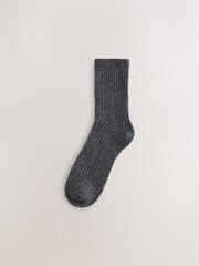 Grey Wool Blend Ribbed Ankle Socks 2 Pack - Image 3 of 5