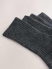 Grey Wool Blend Ribbed Ankle Socks 2 Pack - Image 4 of 5