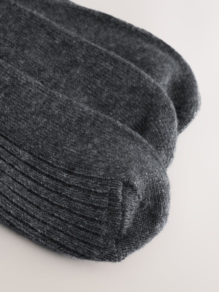 Grey Wool Blend Ribbed Ankle Socks 2 Pack - Image 5 of 5