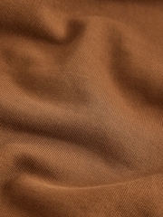 Tan Brown Soft Loopback Zip Neck Polo Sweatshirt - Image 7 of 9