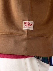 Tan Brown Soft Loopback Zip Neck Polo Sweatshirt - Image 8 of 9