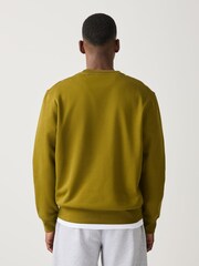 Olive Green Regular Fit Heavyweight Cotton Rich Crew Neck Sweatshirt - Image 3 of 4