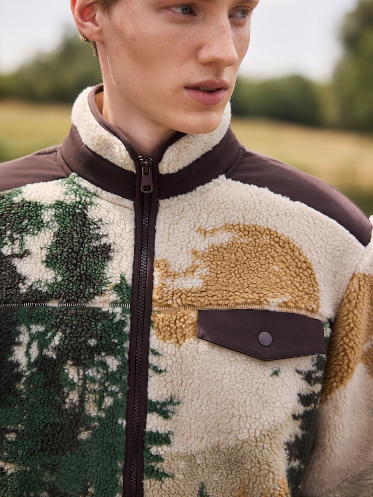 Natural Scene Print - Printed Borg Quarter Zip Fleece - Bild 5 von 5