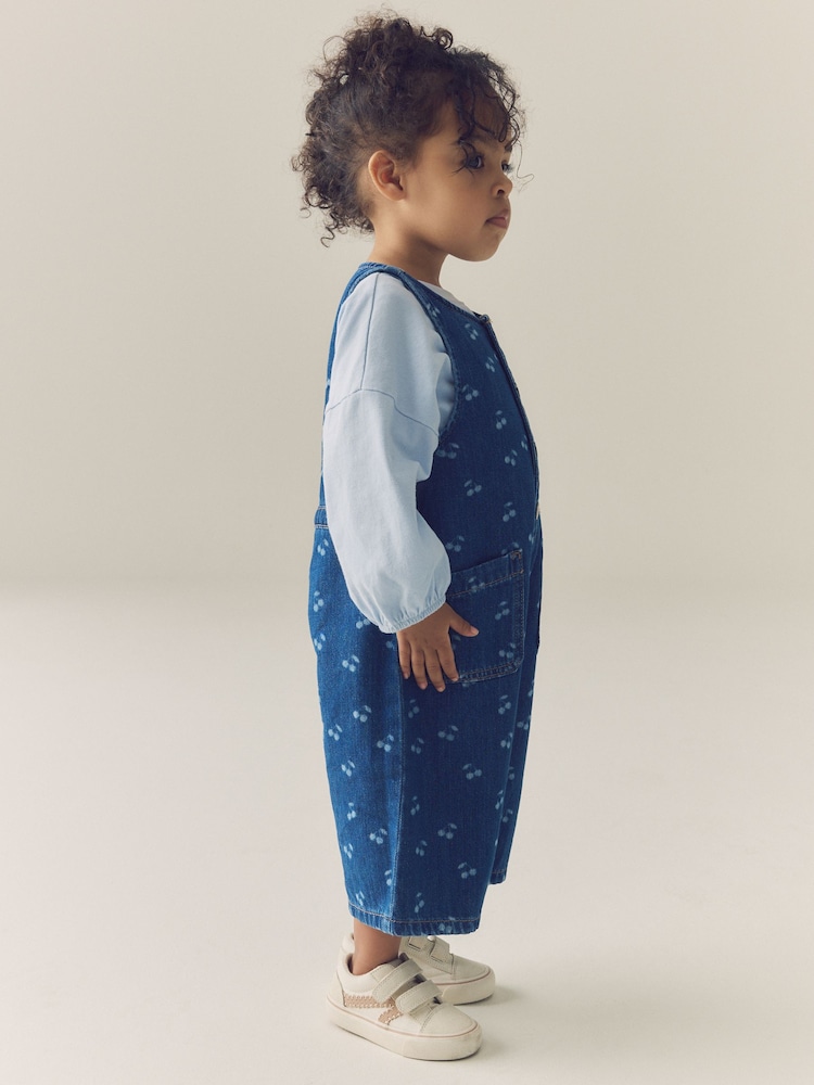 Denim Blue Cherry Sleeveless Jumpsuit (3mths-8yrs) - Image 2 of 9 Denim Blue Cherry Sleeveless Jumpsuit (3mths-8yrs) - Image 2 of 9