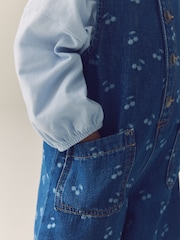 Denim Blue Cherry Sleeveless Jumpsuit (3mths-8yrs) - Image 4 of 9