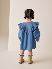 Denim Blue Long Sleeve Embroidered Denim Dress (3mths-10yrs) - Image 2 of 9