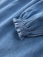 Denim Blue Long Sleeve Embroidered Denim Dress (3mths-10yrs) - Image 9 of 9