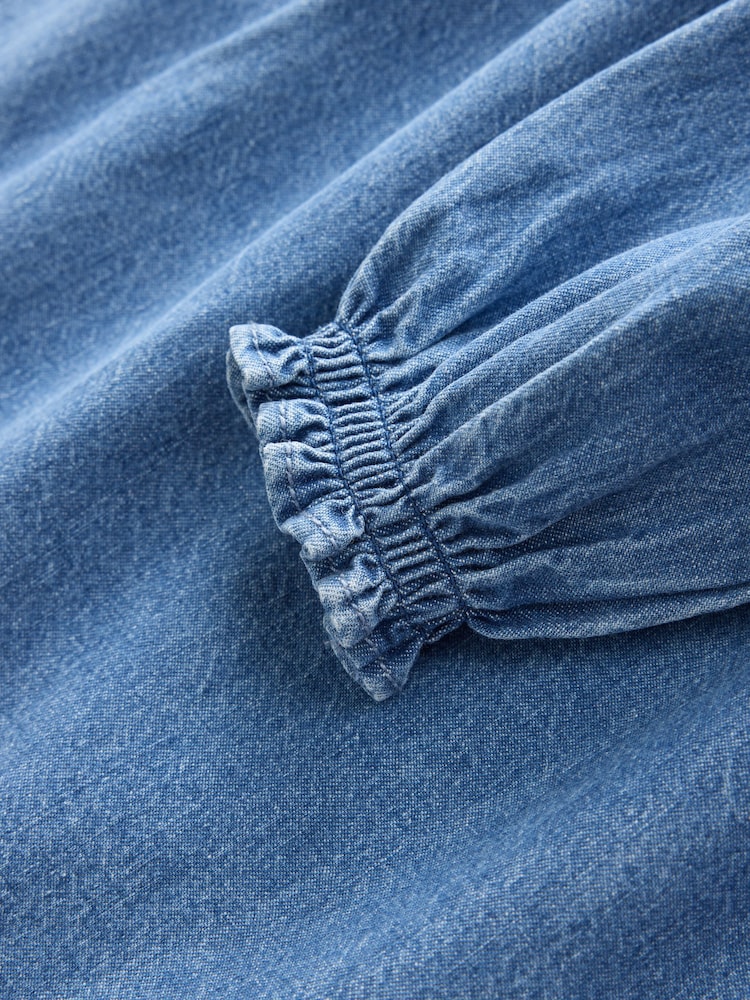 Denim Blue Long Sleeve Embroidered Denim Dress (3mths-10yrs) - Image 9 of 9 Denim Blue Long Sleeve Embroidered Denim Dress (3mths-10yrs) - Image 9 of 9