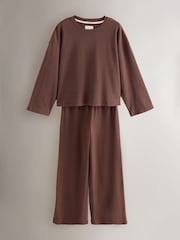Yard Chocolate Brown Relaxed Ribbed Cotton Rich Lounge Trousers - Image 7 of 11