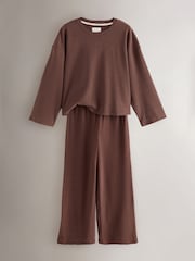 Yard Chocolate Brown Relaxed Ribbed Cotton Rich Lounge Trousers - Image 8 of 11