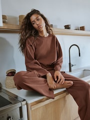 Yard Chocolate Brown Relaxed Ribbed Cotton Rich Lounge Top - Image 3 of 10