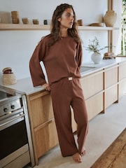 Yard Chocolate Brown Relaxed Ribbed Cotton Rich Lounge Top - Image 4 of 10