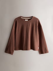 Yard Chocolate Brown Relaxed Ribbed Cotton Rich Lounge Top - Image 6 of 10