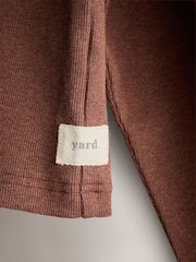 Yard Chocolate Brown Relaxed Ribbed Cotton Rich Lounge Top - Image 8 of 10
