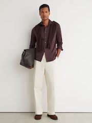 Reiss Dark Plum Duke Air-Water Cotton Slim-Fit Shirt - Image 1 of 5