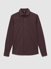 Reiss Dark Plum Duke Air-Water Cotton Slim-Fit Shirt - Image 2 of 5