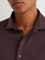 Reiss Dark Plum Duke Air-Water Cotton Slim-Fit Shirt - Image 3 of 5