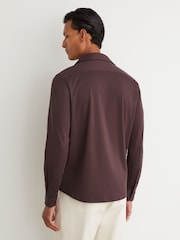 Reiss Dark Plum Duke Air-Water Cotton Slim-Fit Shirt - Image 4 of 5