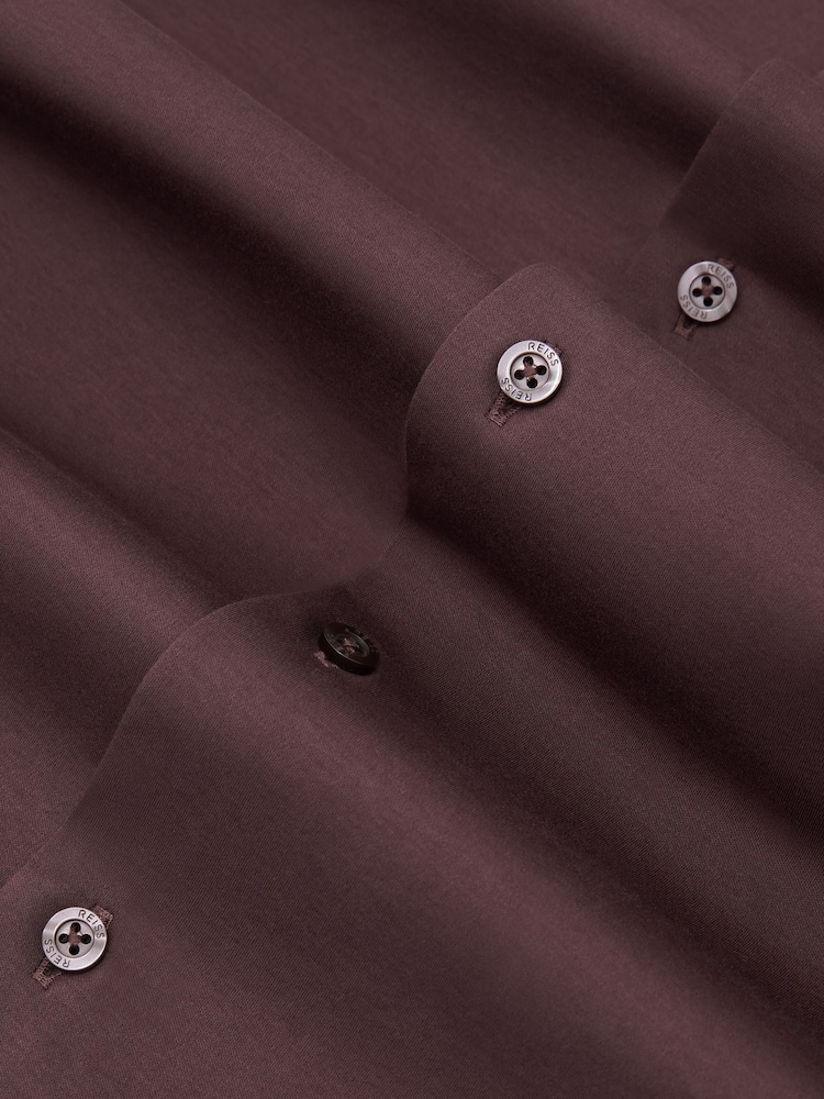 Reiss Dark Plum Duke Air-Water Cotton Slim-Fit Shirt - Image 5 of 5 Reiss Dark Plum Duke Air-Water Cotton Slim-Fit Shirt - Image 5 of 5