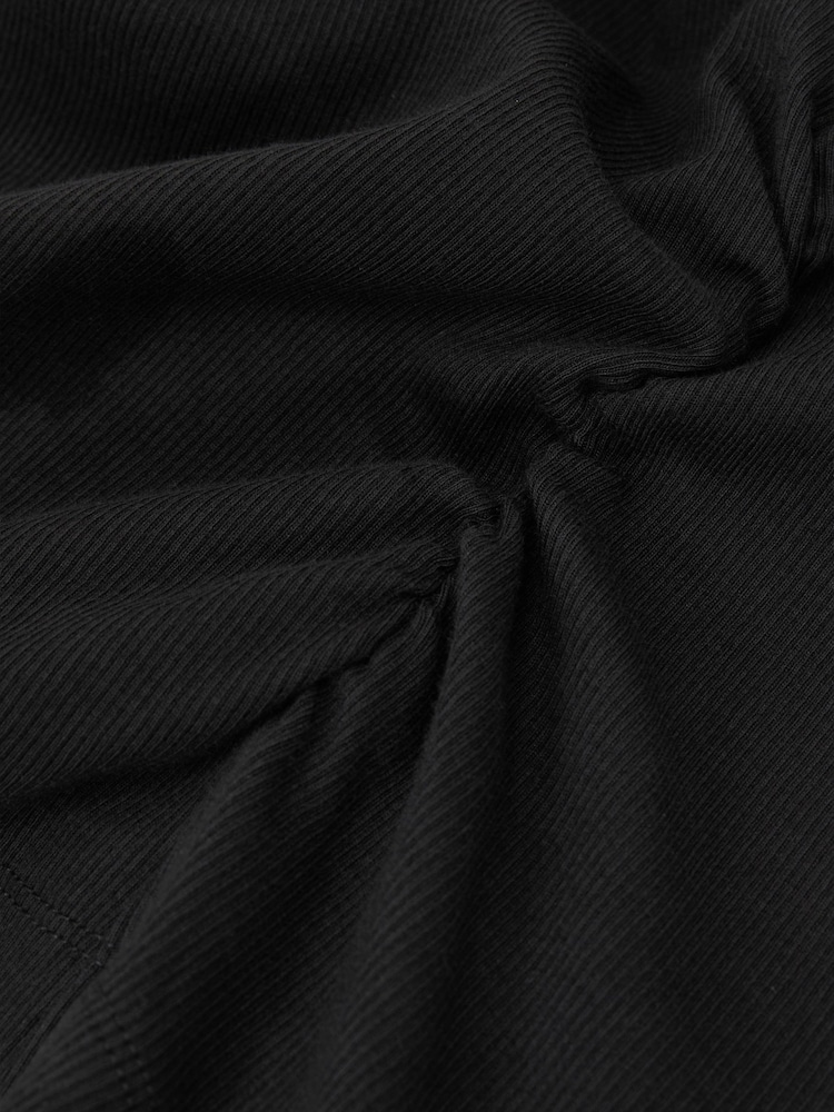 Reiss Black Sandy Stretch-Cotton Rib Ruched V-Neck Vest - Image 7 of 7