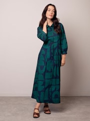 Celtic & Co. Pleat Detail Shirt Blue Dress - Image 1 of 6