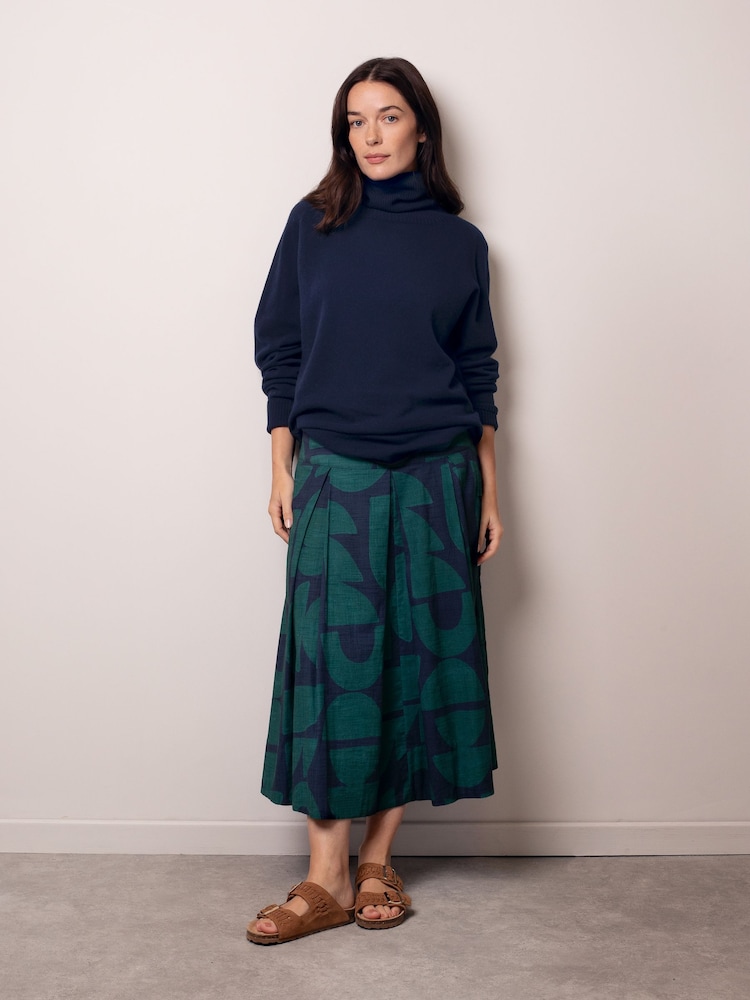 Celtic & Co. Box Pleated Midi Blue Skirt - Image 2 of 10