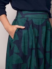 Celtic & Co. Box Pleated Midi Blue Skirt - Image 5 of 10