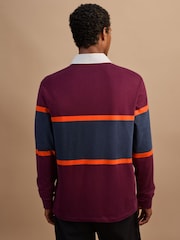 Burgundy Red/Blue Horizontal Block Rugby Shirt - Image 3 of 7