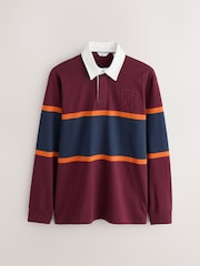 Burgundy Red/Blue Horizontal Block Rugby Shirt - Image 5 of 7