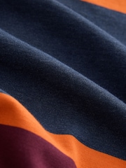 Burgundy Red/Blue Horizontal Block Rugby Shirt - Image 6 of 7