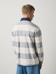 Grey/White Horizontal Stripe Rugby Shirt - Image 2 of 7