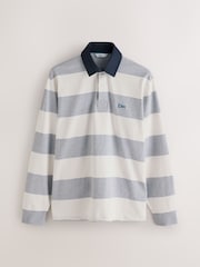 Grey/White Horizontal Stripe Rugby Shirt - Image 5 of 7