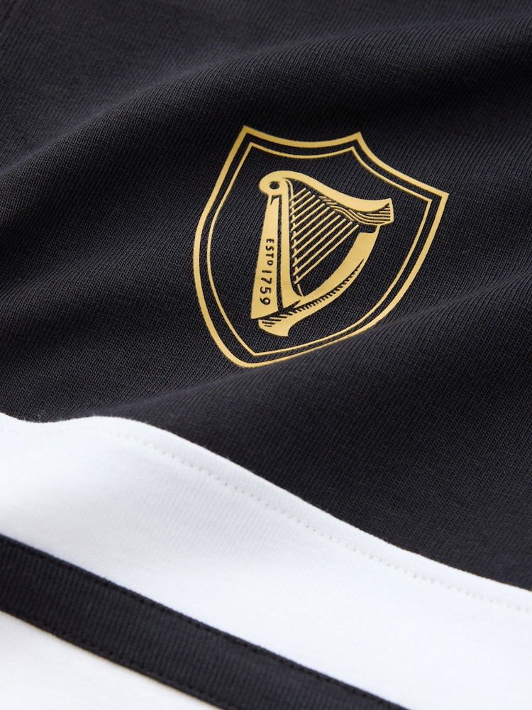 Black Official Guinness Horizontal Block Rugby Shirt - Image 2 of 3 Black Official Guinness Horizontal Block Rugby Shirt - Image 2 of 3