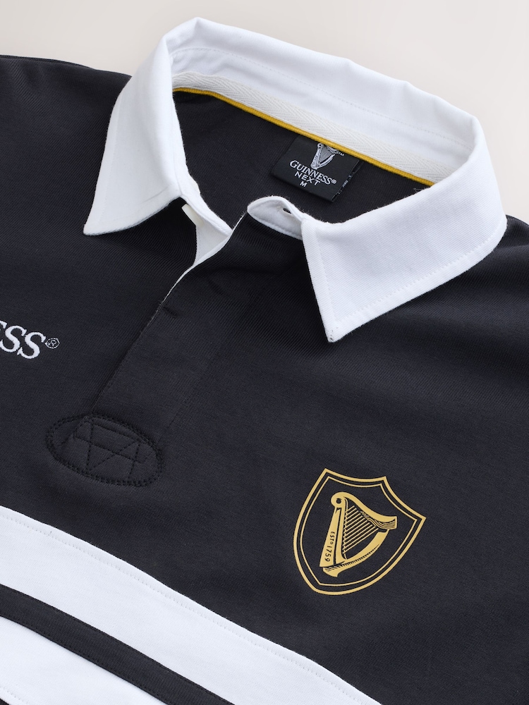 Black Official Guinness Horizontal Block Rugby Shirt - Image 3 of 3 Black Official Guinness Horizontal Block Rugby Shirt - Image 3 of 3