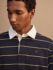 Navy Blue/Fine Yellow Horizontal Stripe Rugby Shirt - Image 1 of 7