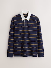 Navy Blue/Fine Yellow Horizontal Stripe Rugby Shirt - Image 5 of 7