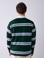 Green/Fine Blue Horizontal Stripe Rugby Shirt - Image 3 of 7